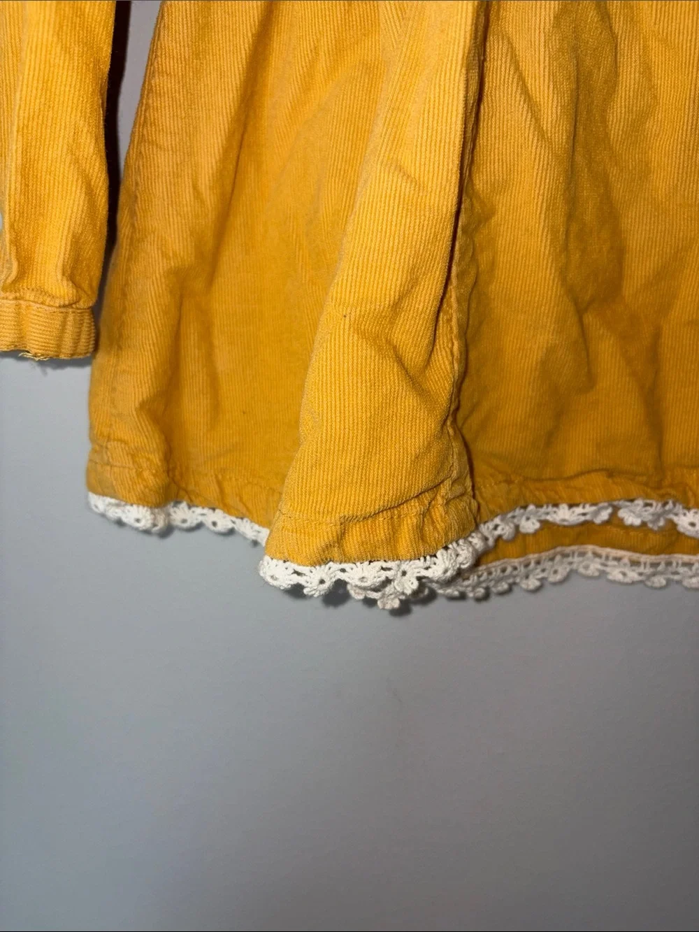 Rachel Zoe Girls' Mustard Yellow Corduroy Dress with Velvet Bows 3T